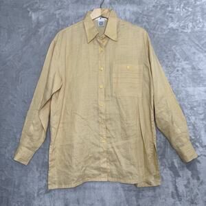 Ann Gerlin Shirt Womens L Yellow 100% Linen Button Up Tunic Langenlook Macau